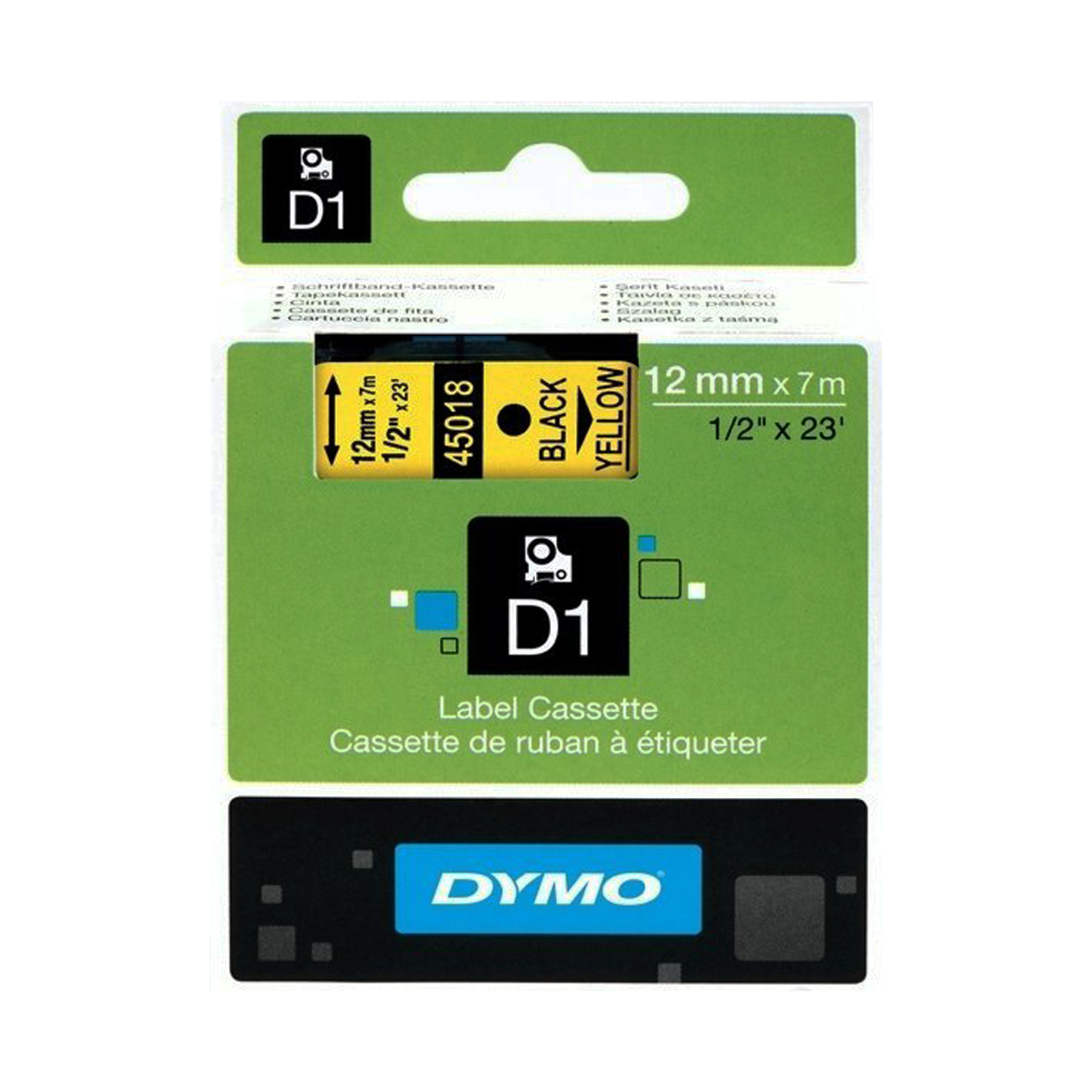 Фото Лента Dymo S0720580/45018 (12 мм, черный на желтом) Фото Лента Dymo S0720580/45018 (12 мм, черный на желтом)