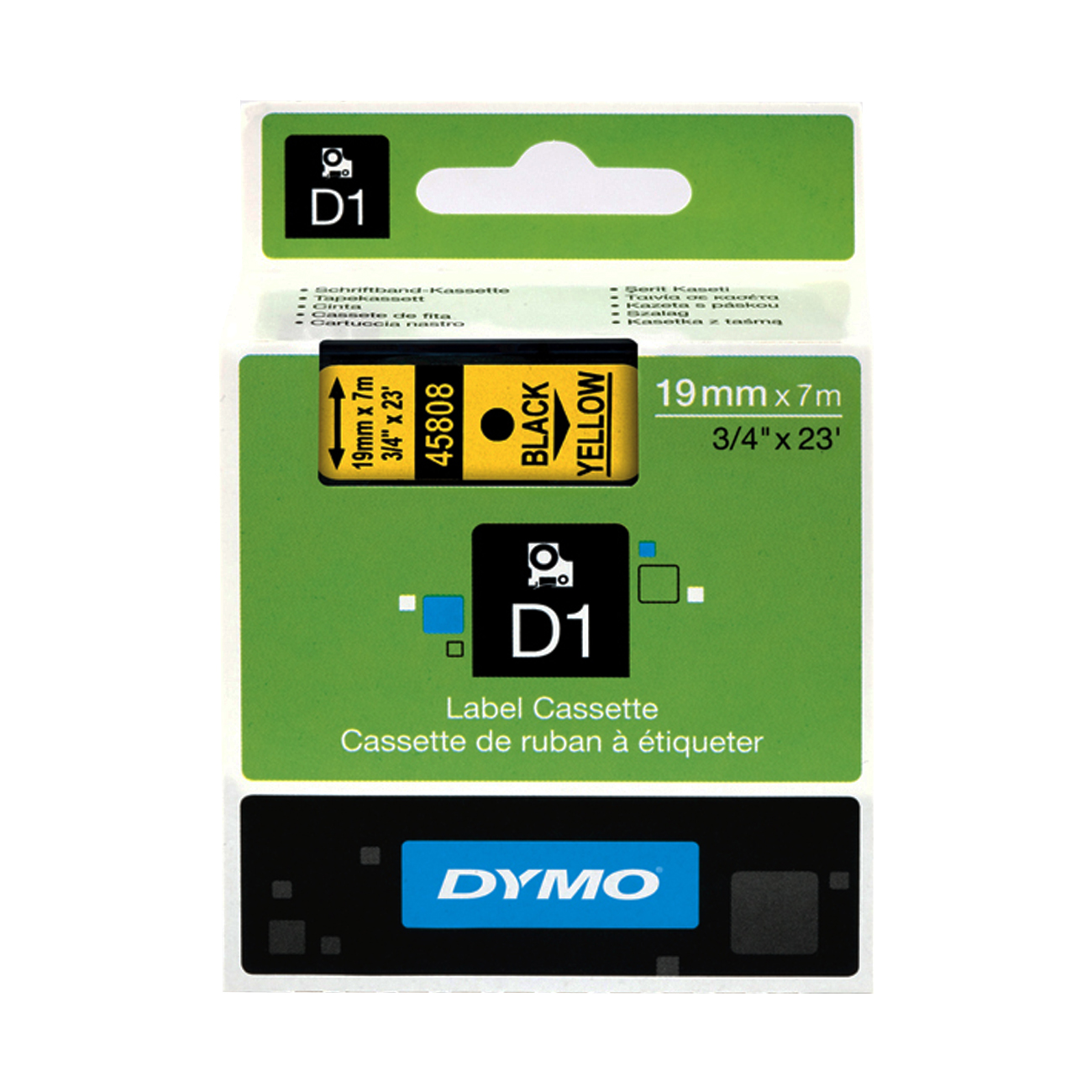 Фото Лента Dymo S0720880/45808 (19 мм, черный на желтом) Фото Лента Dymo S0720880/45808 (19 мм, черный на желтом)